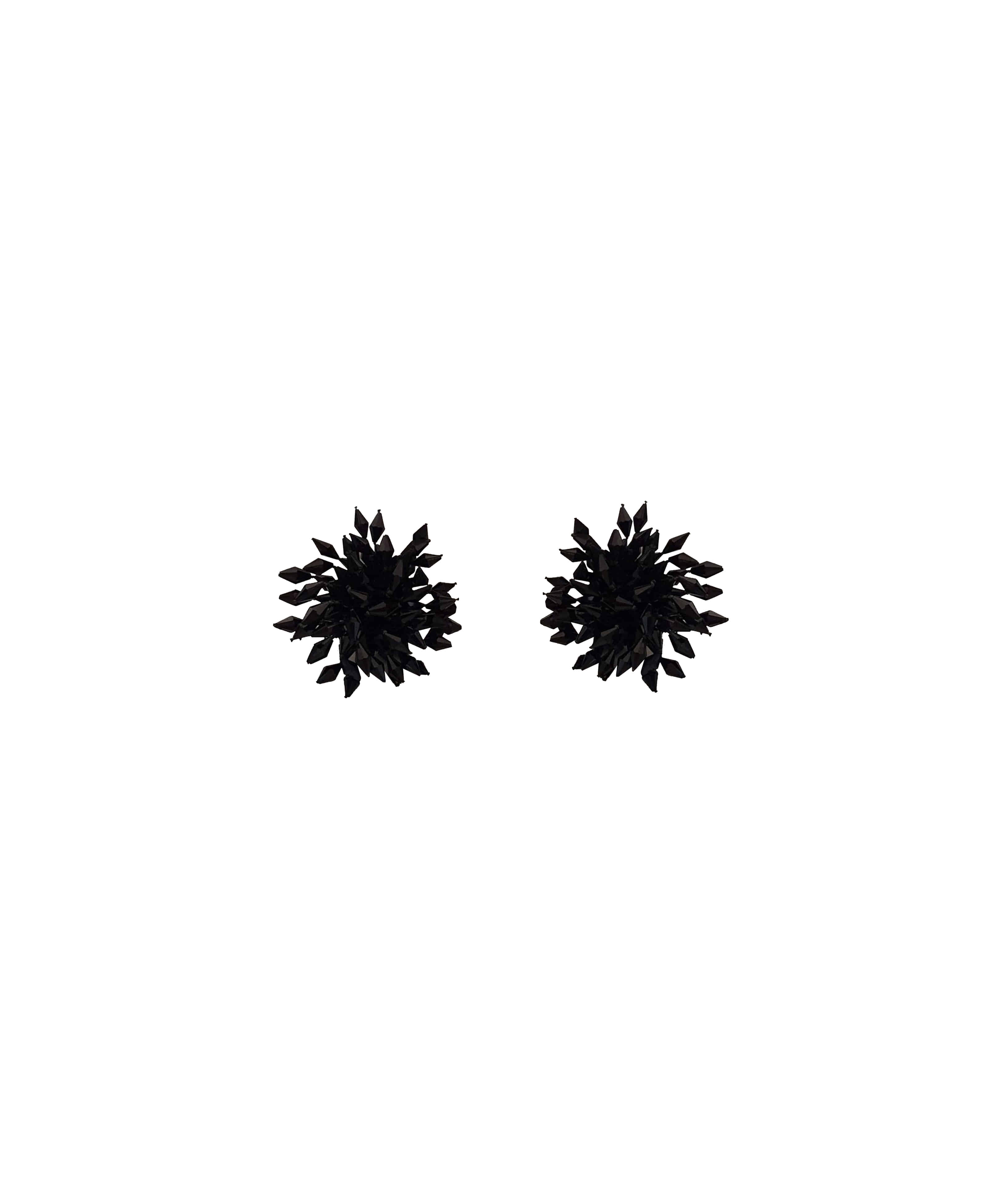 Black crystal flower earrings