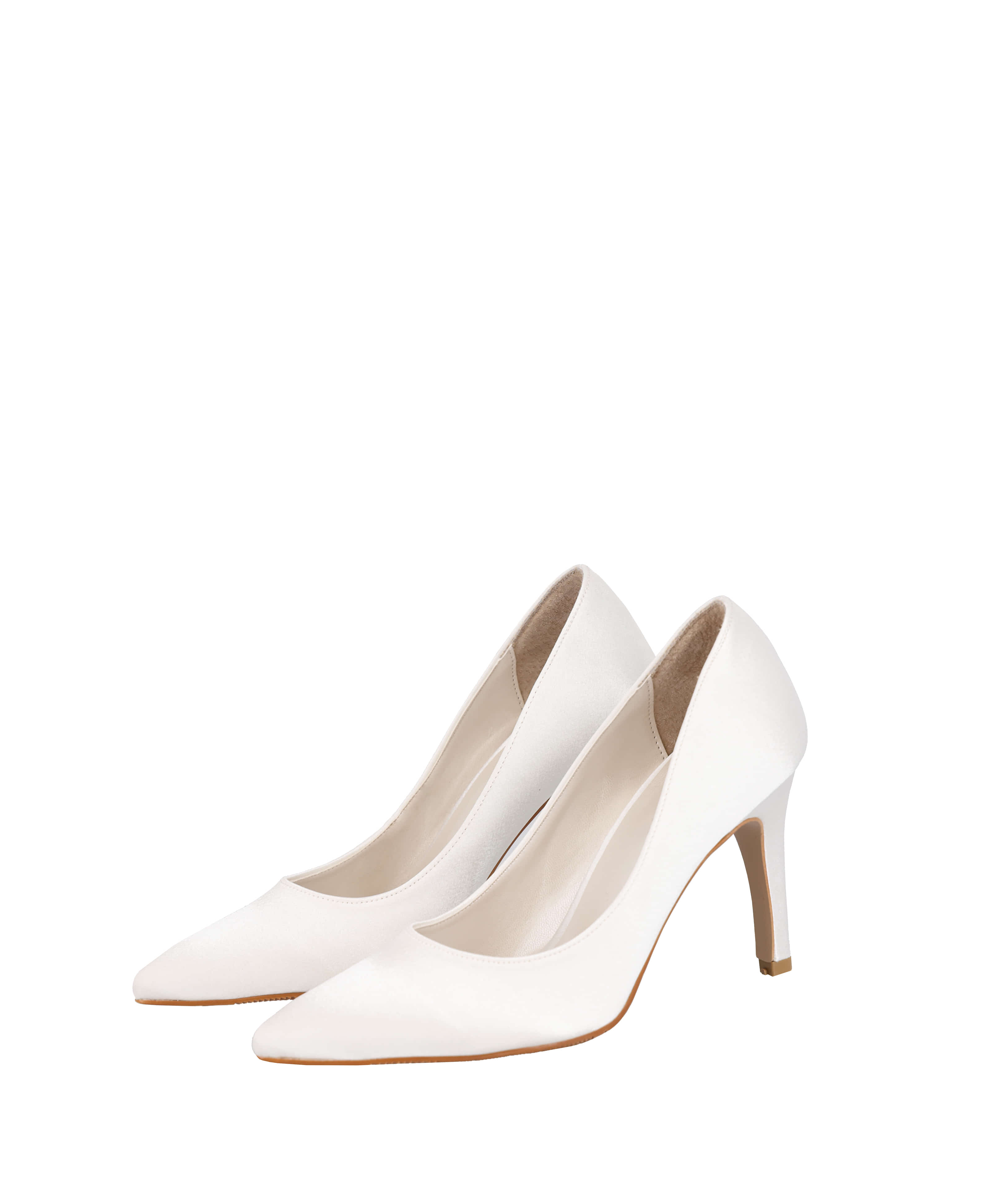 White silk stiletto heels