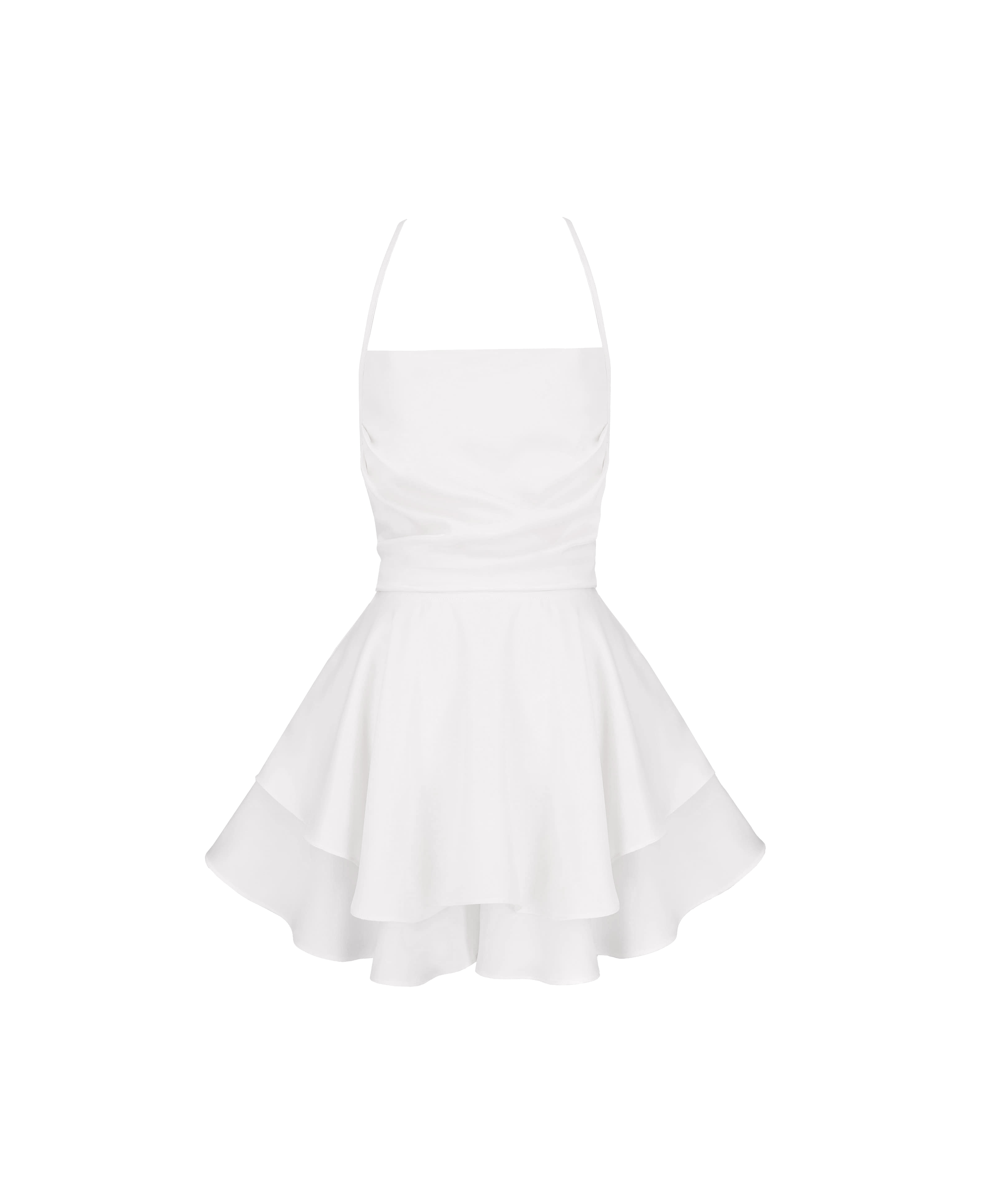 [Made] Romantic satin flare dress / White